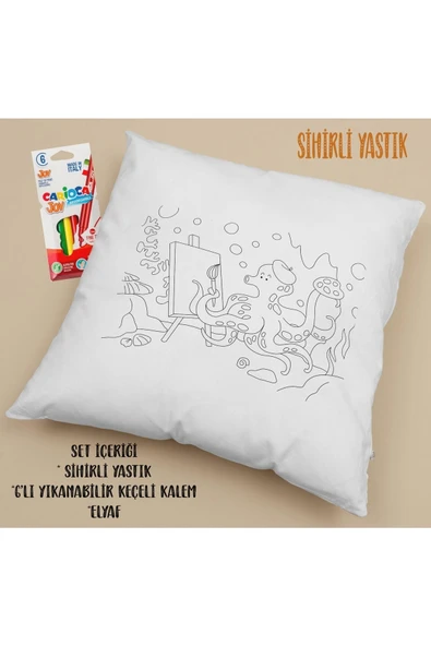 TexKid Sihirli Yastık Seti Resim Çizen Ahtapot Temalı Yıkanabilen Aktivite Yastık ürün görseli 1