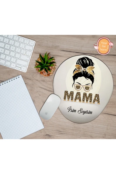 hediye kapımda Kişiye Özel Kadın Temalı Mama(anne) Yazılı Mouse Pad Bilek Destekli ürün görseli 1