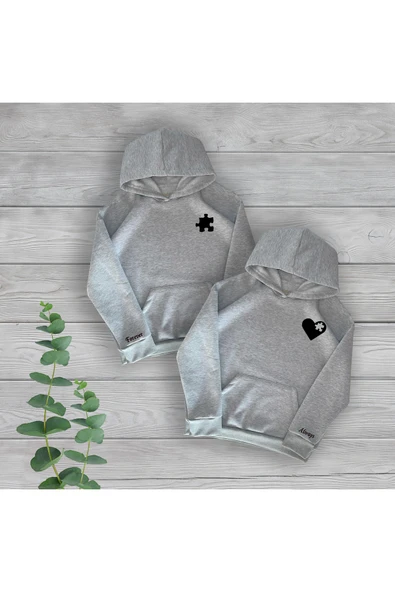 TexKid Göğüs Puzzle ve Kol Always Forever Baskılı Sevgili Çift Oversize Sweatshirt ürün görseli 1
