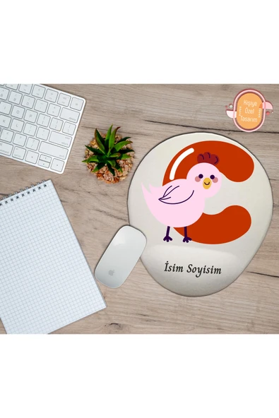 hediye kapımda Kişiye Özel Animal Harf Hayvan Temalı Mousepad Bilek Destekli C Harfi ürün görseli 1