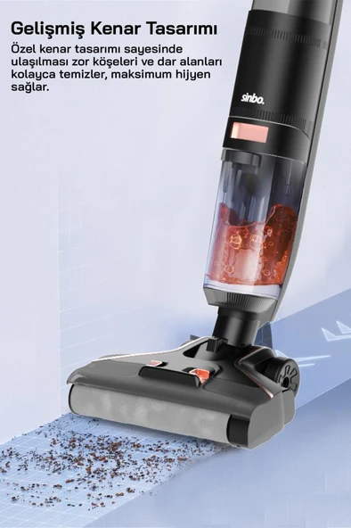Sinbo SFC-4102 Islak Kuru Siyah Şarjlı Dikey Süpürge - Resim 2