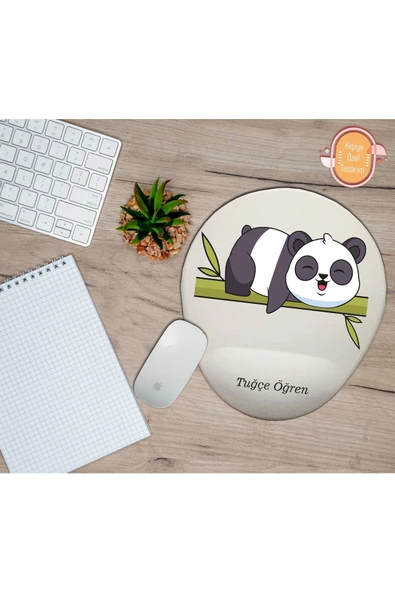 TexKid Kişiye Özel Sevimli Panda Baskılı Bilek Destekli Mouse Pad ürün görseli 1