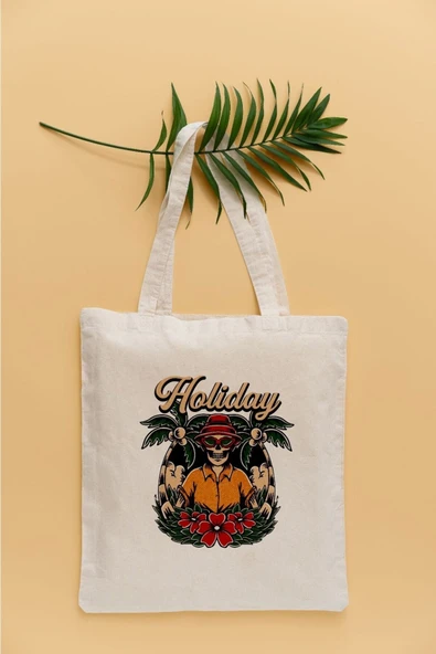 TexKid Tatil Yazılı Sıvı Geçirmez Bez Çanta ürün görseli 1