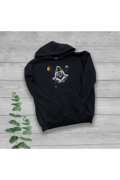 TexKid Astronot Göğüs Baskılı Unisex Oversize Sweatshirt ürün görseli 1