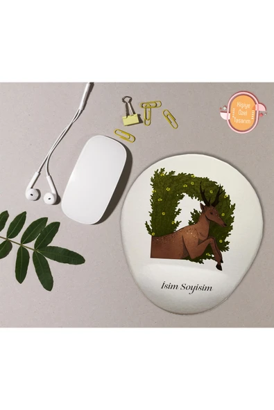 hediye kapımda Kişiye Özel Desenli Harf Temalı Mousepad Bilek Destekli D Harfi ürün görseli 1