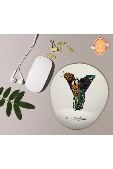 hediye kapımda Kişiye Özel Desenli Harf Temalı Mousepad Bilek Destekli Y Harfi ürün görseli 1