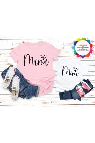 TexKid Pembe Anne Ve Beyaz Çocuk Tişörtü Kısa Kollu Set ürün görseli 1