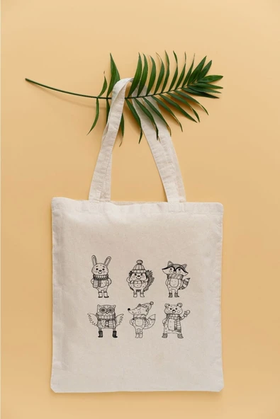 TexKid 6 Çeşit Sevimli Hayvan Figürlü Sıvı Geçirmez Bez Çanta ürün görseli 1