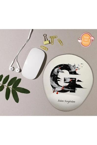 hediye kapımda Kişiye Özel Desenli Harf Temalı Mousepad Bilek Destekli G Harfi ürün görseli 1