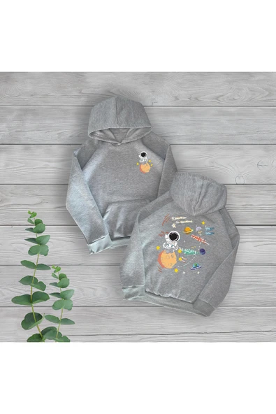 TexKid Astronot Göğüs ve Sırt Baskılı Unisex Oversize Sweatshirt ürün görseli 1