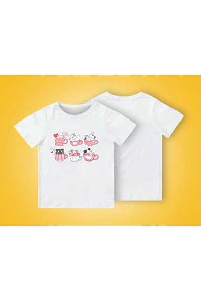 TexKid Fincanda Kedi Baskılı Çocuk Tişört ürün görseli 1