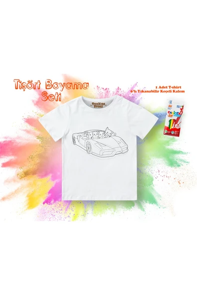 TexKid Desenli Yıkanabilir Çocuk Tişört Boyama Seti ürün görseli 1