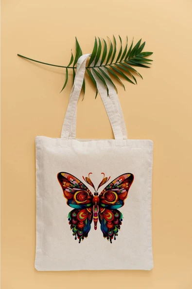 TexKid Mandala Kelebek Temalı Sıvı Geçirmez Bez Çanta ürün görseli 1