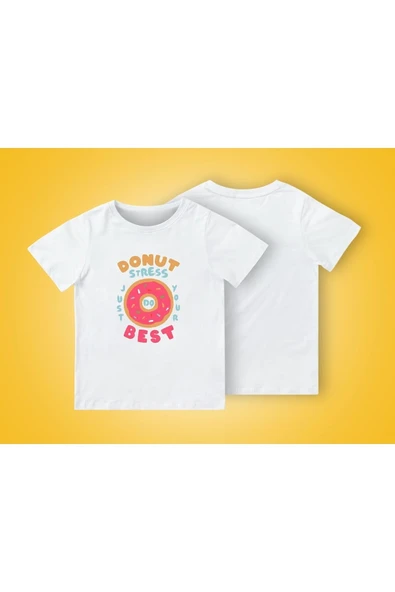 TexKid Stres İçin En İyisi Yazılı Donut Baskılı Çocuk Tişört ürün görseli 1