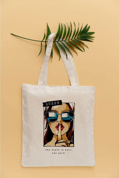 TexKid Kadın Stil Temalı Kraliçe Yazılı Sıvı Geçirmez Bez Çanta ürün görseli 1