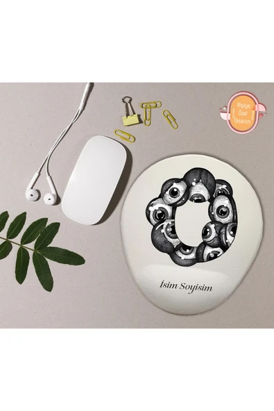hediye kapımda Kişiye Özel Desenli Harf Temalı Mousepad Bilek Destekli O Harfi ürün görseli 1