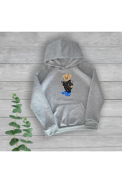 TexKid Lets Dive Ayıcık Göğüs Baskılı Unisex Oversize Sweatshirt ürün görseli 1