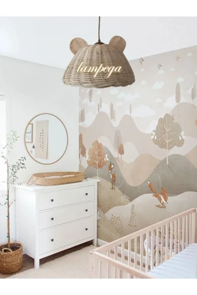 Lampega Rattan Bambu düz kulaklı Hasır Avize ürün görseli 1