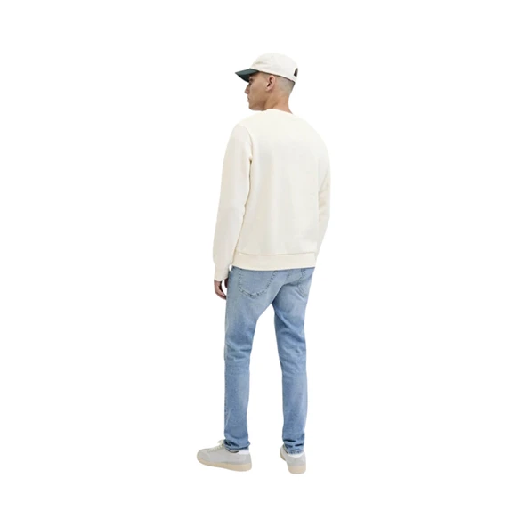 Jjmakoto Erkek Sweat Crew Neck Erkek Sweat 12278601 Print:Small Print/Antique White - Resim 6