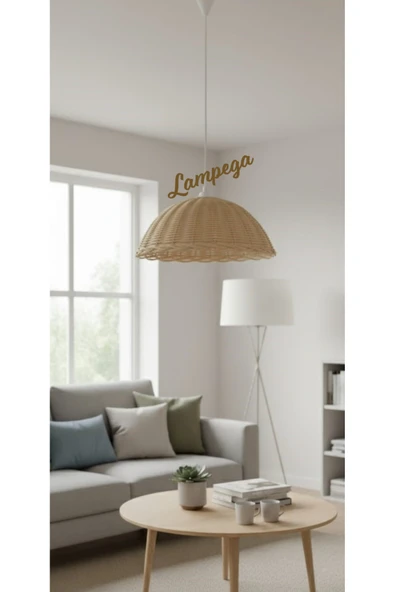 Lampega rattan bambu hasır avize ürün görseli 1