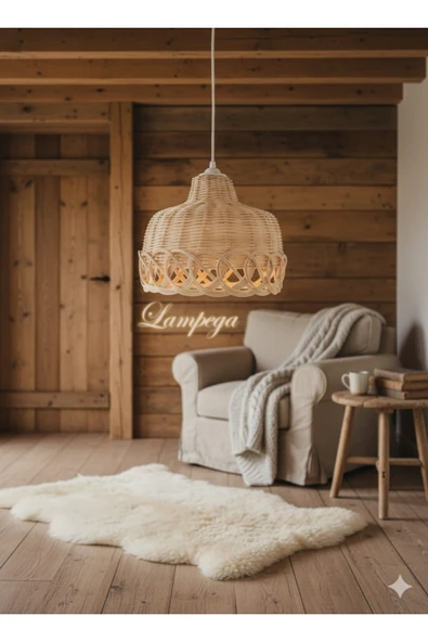 Lampega rattan bambu hasır avize ürün görseli 1