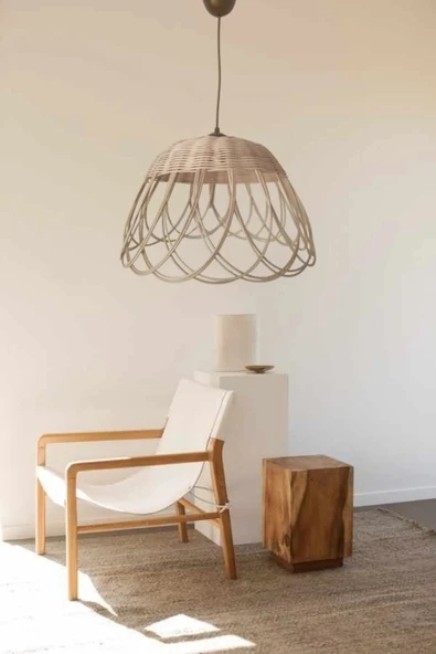 LAMPEGA  Rattan Bambu Hasır Avize (DUY DAHİL) - Resim 2