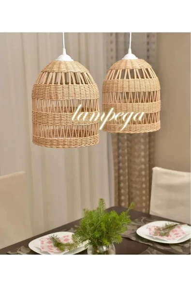 Lampega rattan Bambu Hasır Avize - Resim 2