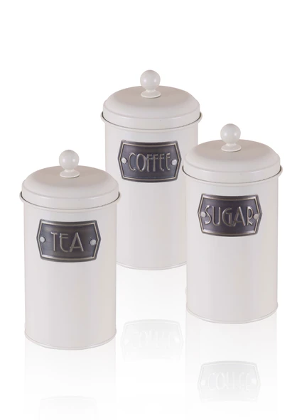 The Mia Çay Şeker Kahve Kavanozu 1.2 lt 3 Lü - Krem ürün görseli 1