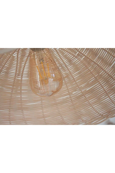 LAMPEGA Bej rattan bambu avize duy dahil şık ve doğal aydınlatma seçeneği - Resim 2