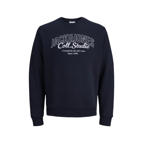 Jjmakoto Erkek Sweat Crew Neck Erkek Sweat 12278601 Print:Small Print/Antique White - Resim 10