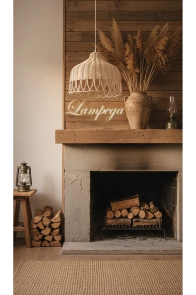 Lampega rattan bambu hasır avize ürün görseli 1