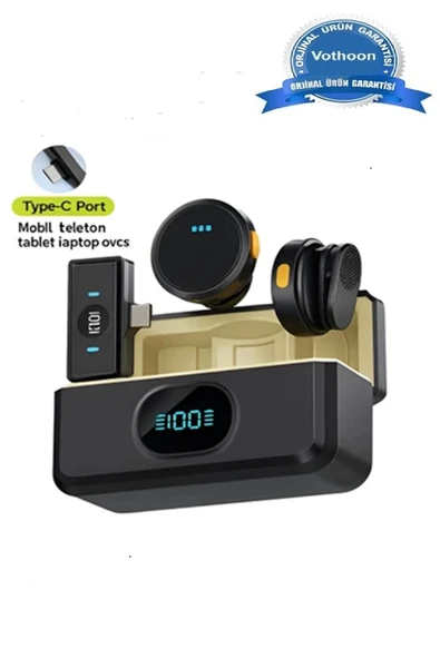 2 Adet Profesyonel Kablosuz Yaka Mikrofonu Typce Uyumlu Manyetik Klipsli ürün görseli 1