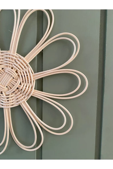 LAMPEGA  Bohem Rattan bambu hasır duvar süsü / duvar sepeti / duvar tabağı / İskandinav duvar süsü - Resim 7