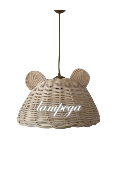 Lampega Rattan Bambu düz kulaklı Hasır Avize - Resim 2