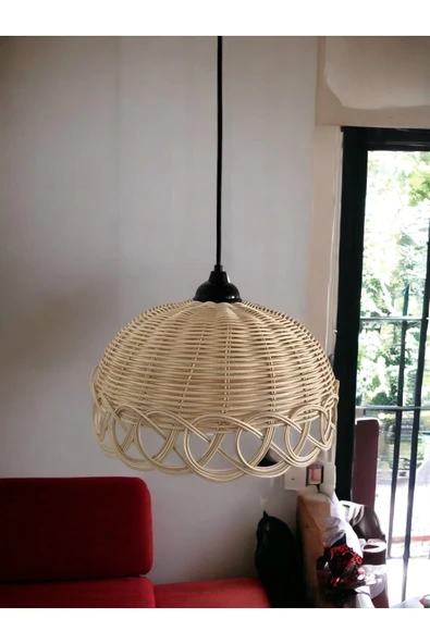 LAMPEGA Rattan Bambu Hasır Avize El Yapımı 30cm ürün görseli 1