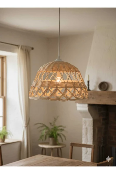 Lampega rattan bambu hasır avize ürün görseli 1