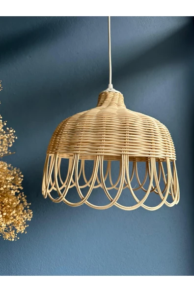 LAMPEGA Beyaz Rattan Bambu Hasır Avize, şık ve doğal aydınlatma için ideal seçenek - Resim 2