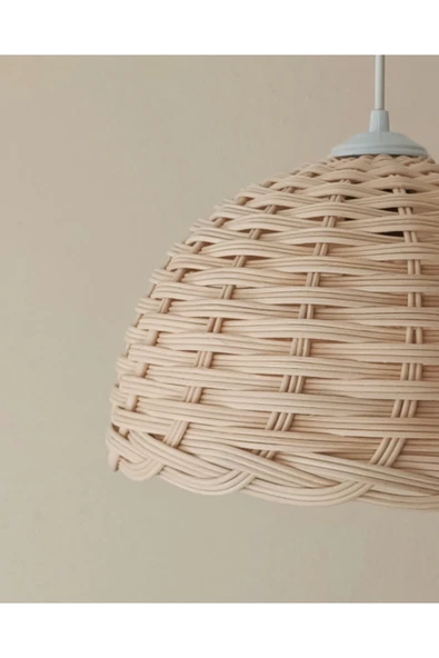LAMPEGA Bej Rattan Bambu Avize ile şık ve doğal aydınlatma dekoru ürün görseli 1