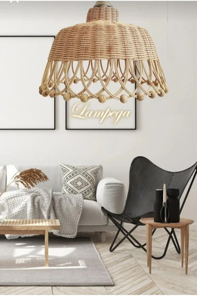 Lampega rattan bambu hasır avize ürün görseli 1