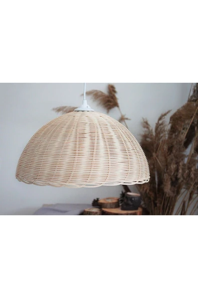 LAMPEGA Bej rattan bambu avize duy dahil şık ve doğal aydınlatma seçeneği ürün görseli 1