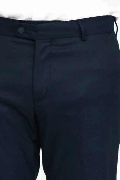 Dar Kesim Kendinden Desenli Petrol Yeşil Erkek Kumaş Pantolon - Wessi - Resim 2