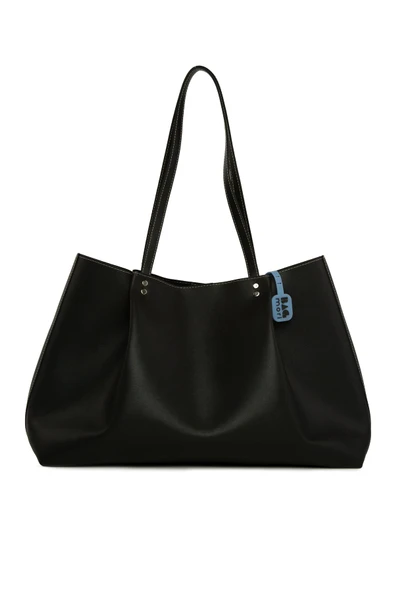 Bagmori Siyah Kontrast Dikişli Pilili Maxi Boy Çanta ürün görseli 1