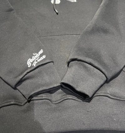 3 İplik Şardonlu Hoodie Sweatshirt - Don't Look Back Black - Resim 4