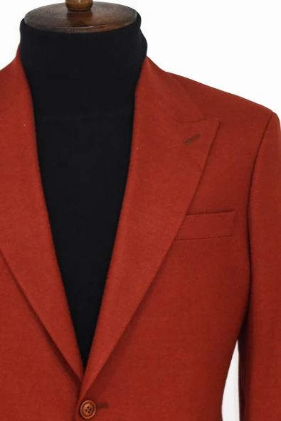 Düz Slim Fit Spor Bordo Erkek Ceket - Wessi - Resim 2