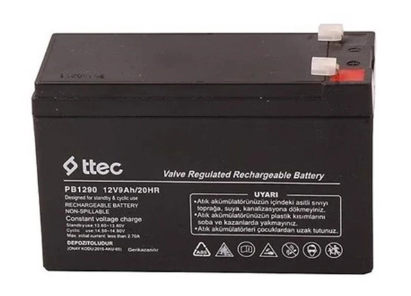 Ttec 12 Volt 9ah Bakımsız Kuru Akü ürün görseli 1
