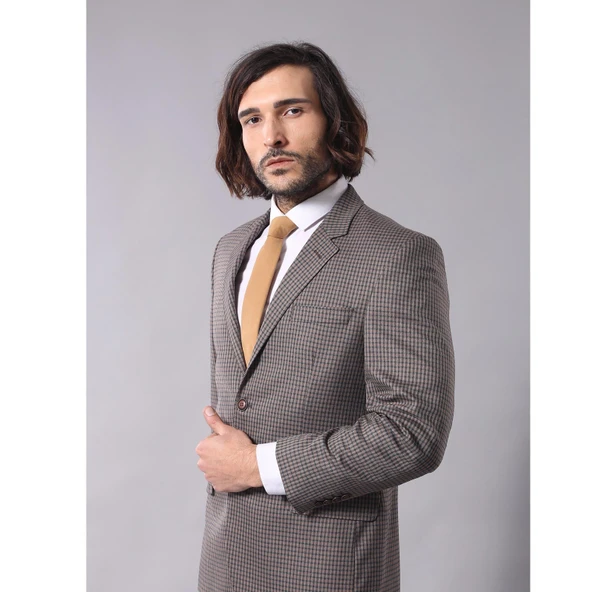 4 Drop Damalı Erkek Kahverengi Ceket-Wessi ürün görseli 1