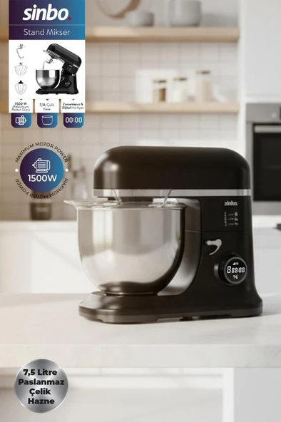 Sinbo SMX-2773 / Dijital Ekranlı Zaman Ayarlı Stand Mikser / 7.5 Litre / 1500W - Resim 5