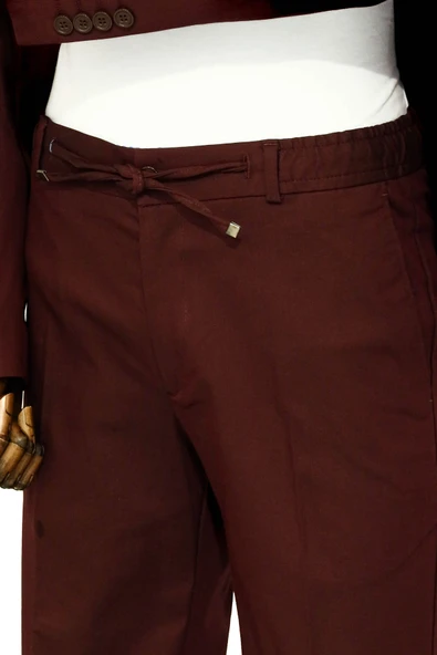 Tek Düğmeli Bordo Erkek İkili Takım Elbise - Wessi - Resim 6