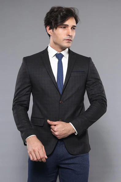 Ekoseli Erkek Kahverengi Ceket - Wessi ürün görseli 1