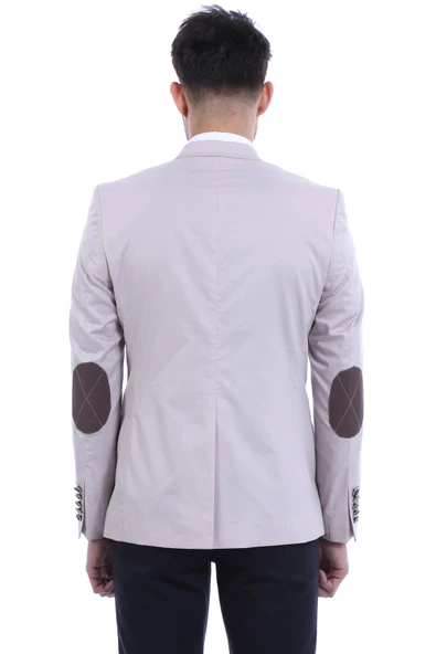 Yama Detaylı Açık Bej Erkek Ceket - Wessi - Resim 2